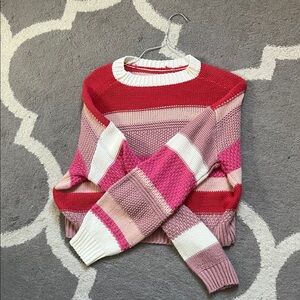 SHEIN Red and Pink Striped Sweater